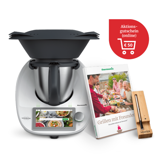 Thermomix® TM6 + MEATER Plus + Kochbuch „Grillen mit Freunden“ + 50 EUR Aktionsgutschein Online Thermomix® TM6 + MEATER Plus + Kochbuch „Grillen mit Freunden“ + 50 EUR Aktionsgutschein Online