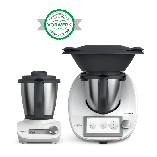 thermomix product tm6 with wrranty and friend with mixing bowl front view