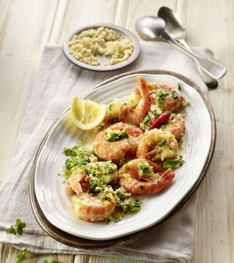 Riesengarnelen  in Congac und Knoblauch