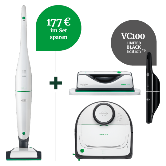 VB100 Akku-Staubsauger & VR300 Saugroboter großes-Akku-Set VB100 Akku-Staubsauger & VR300 Saugroboter großes-Akku-Set