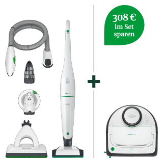 VB100 Akku-Staubsauger & VR300 Saugroboter Hygiene-Set VB100 Akku-Staubsauger & VR300 Saugroboter Hygiene-Set