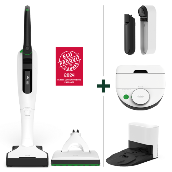 Aspirateur laveur sans fil VK7 + Robot VR7 + base d’autovidage + 1 chargeur double