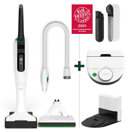 Aspirateur laveur sans fil VK7 + Brosseur Textiles PB7 + Robot VR7 + base d’autovidage + 1 chargeur double