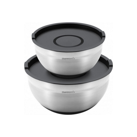 Zestaw 2 stalowych misek z pokrywkami z logo Thermomix®